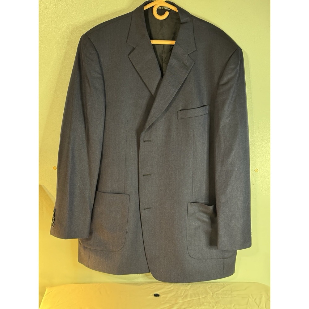 Lennox Italian Silk Wool Blazer 48L Gray Made in Italy Mod‎ Repair Button Incl